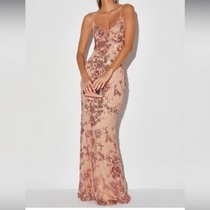 Lulus Shine Language Rose Gold Sequin Mermaid Maxi Dress